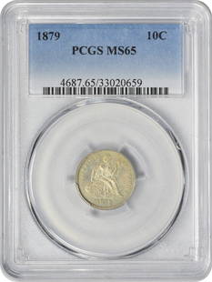 1879 Liberty Seated Silver Dime Ms65 Pcgs: Certification: PCGS Circulated/Uncirculated: Uncirculated Year: 1879 Mint Location: Philadelphia Km Number: A92 Denomination: 10C Grade: MS65 Composition: 90% Silver 10% Copper Coin: Seated Liberty De