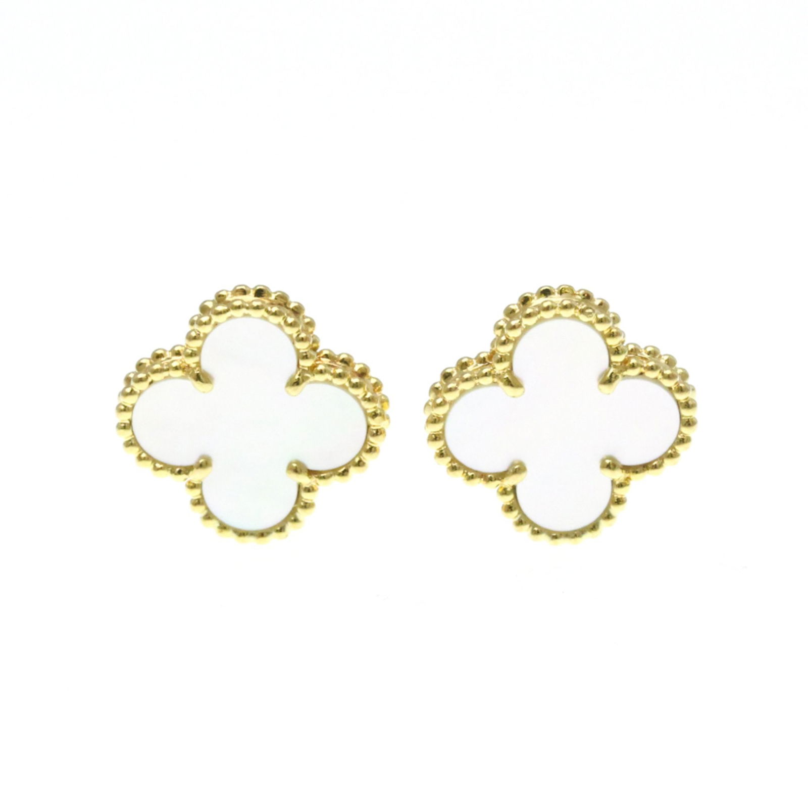 Van Cleef & Arpels Vintage Alhambra Earrings Mother Of Pearl Yellow Gold (18K) Stud Earrings Gold (1 of 9)