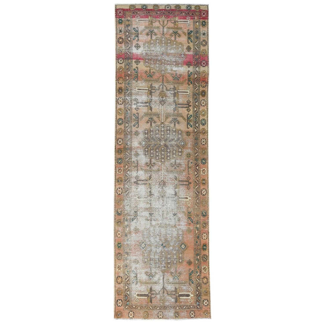 3'4"X10'8" Semi Antique Peach Color Farsian Tebraz Hand Knotted Wool Rug (1 of 7)