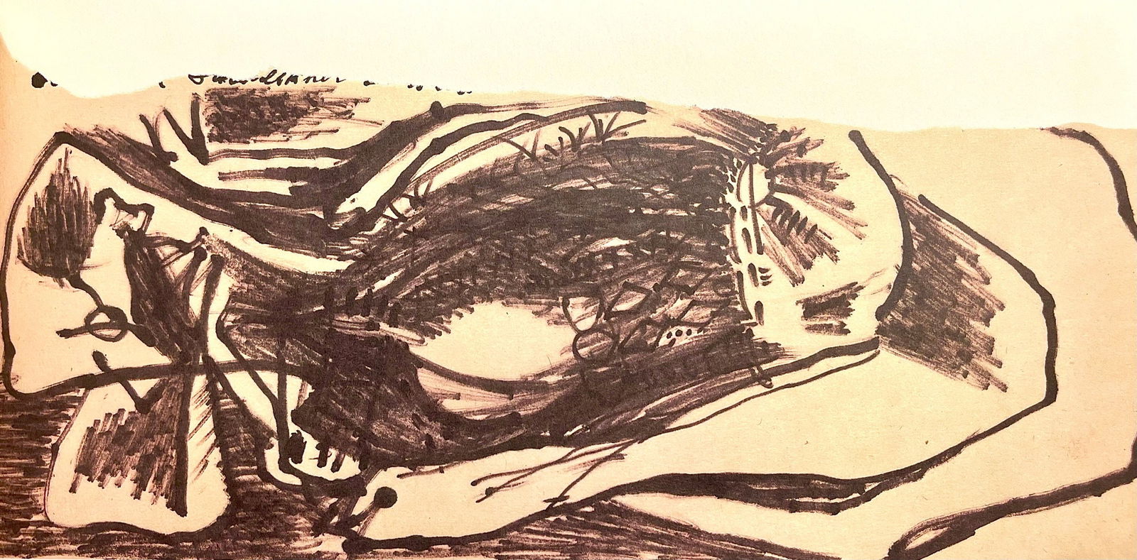 Jackson Pollock, Composition, Jackson Pollock, The Last Sketchbook, Lithograph: Lithograph on vlin Mohawk paper. Inscription: unsigned and unnumbered, as issued. Paper Size: 5 x 12 inches. Excellent condition. Notes: From the album, Jackson Pollock, The Last Sketchbook, 1982. Pub