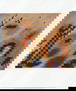 Joan Miro Dragonfly With Red-Tipped Wings In Pursuit Of Serpent Spiraling Toward: Artist: Joan Miro Title: Dragonfly with Red-Tipped Wings in Pursuit of Serpent Spiraling Towards a Comet Year: 2010 Signed: No Medium: Offset Lithograph Paper Size: 22.75 x 19 inches ( 58 x 48 cm ) Im