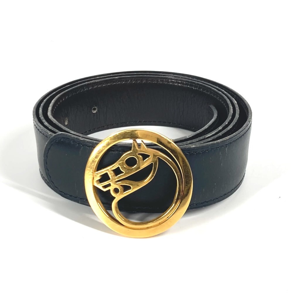 Hermes Belt Leather Black X Dark Brown Cheval Horse Logo Buckle (1 of 12)