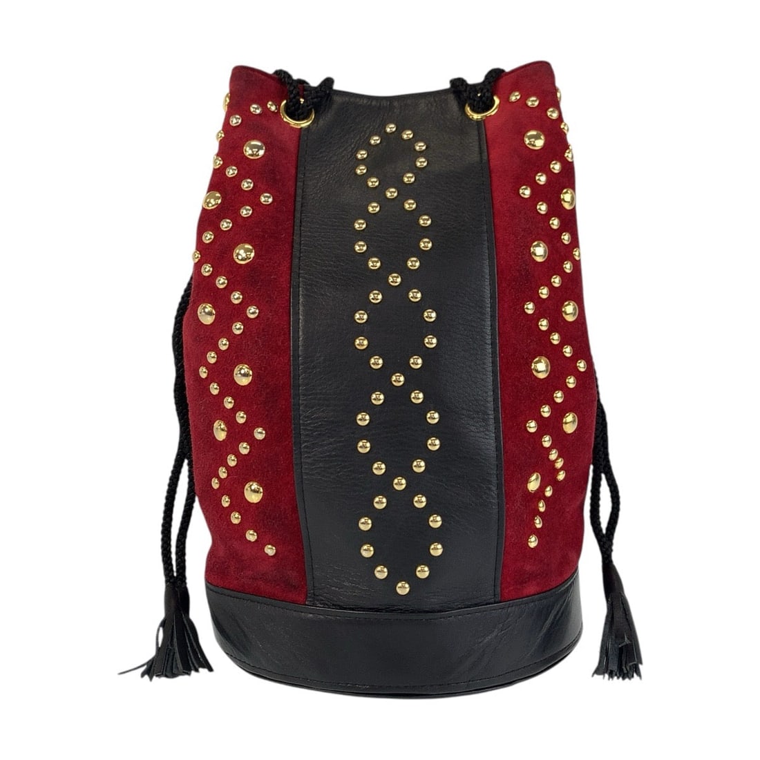 Yves Saint Laurent Shoulder Bag Suede, Leather Red Black Gold Metal Shoulder Bag Pochette Ysl Women (1 of 9)