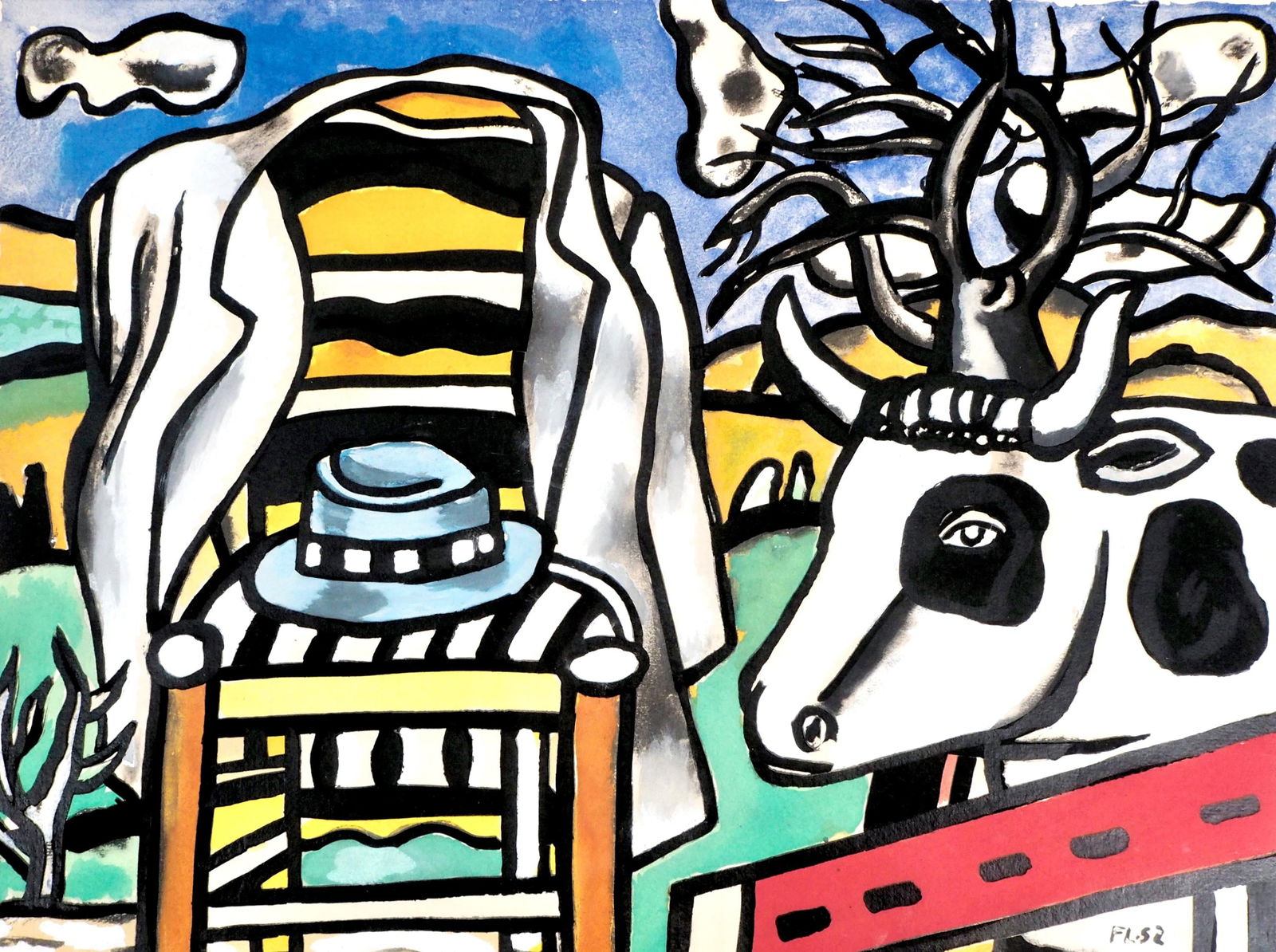 Fernand Leger、COMPOSITION AUX DOMINOS Lithograph de Fernand Leger, Composition aux dominos on