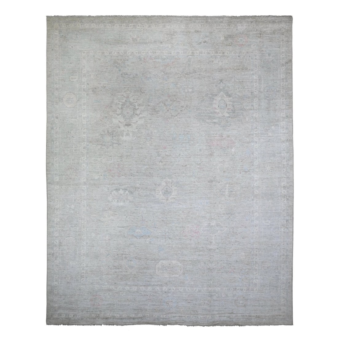 11'10"X14'10" Mineral Gray Wool Hand Knotted Angora Oushak Oversized Rug (1 of 12)