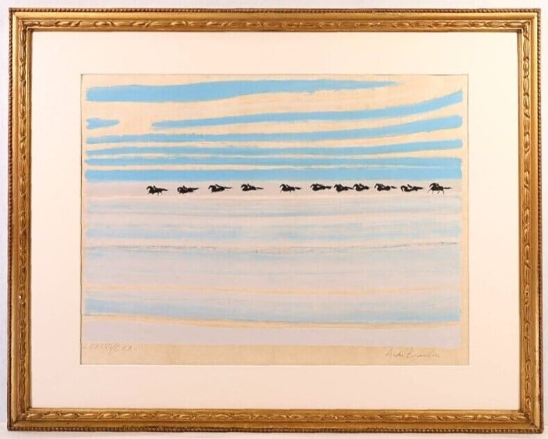 Andre Brasilier Signed Original Lithograph On Japanese Paper- Horses Framed: Artist: Andre Brasilier Signed By: Andre Brasilier Image Orientation: Landscape Signed: Yes Size: Large Material: Paper Original/Licensed Reprint: Original Framing: Framed Subject: Horse Landscape Bea