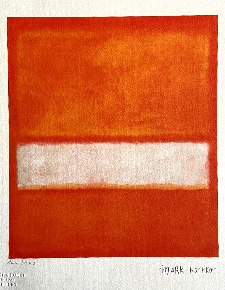 Mark Rothko Lithograph Coa Numbered Signed Op 180: Mark Rothko Lithograph COA Numbered Signed Op 180 [Jackson Pollock] mark rothko " without title " Chromolithograph printed in 1978 in 180 copies by Atlantis Verlag, Freiburg 32 x 39 cm mark rothko sig