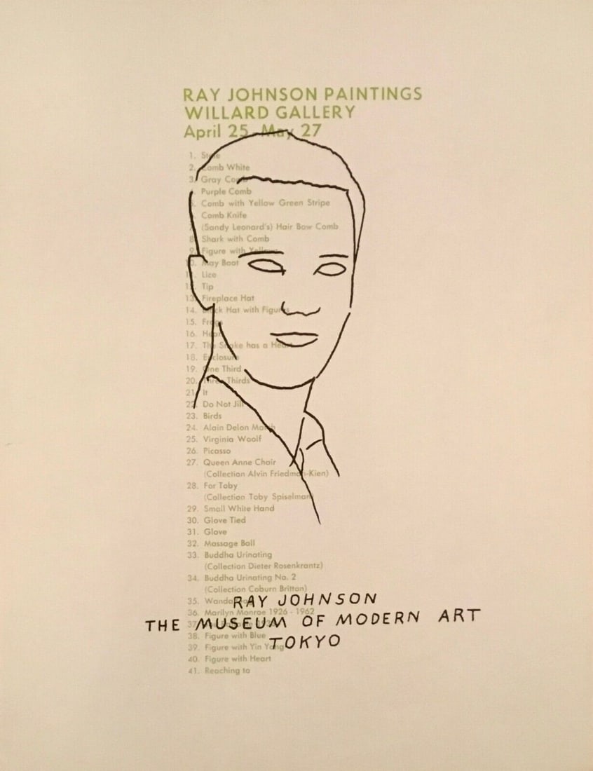 Ray Johnson Museum Of Modern Art Tokyo 1966 Original Lithograph Print Poster: Type: Poster Year Of Production: 1966 Size: Medium Theme: Art Style: Modernism Material: Paper Original/Licensed Reprint: Original Subject: Poster Tokyo Product Disclaimer: Please review the full desc