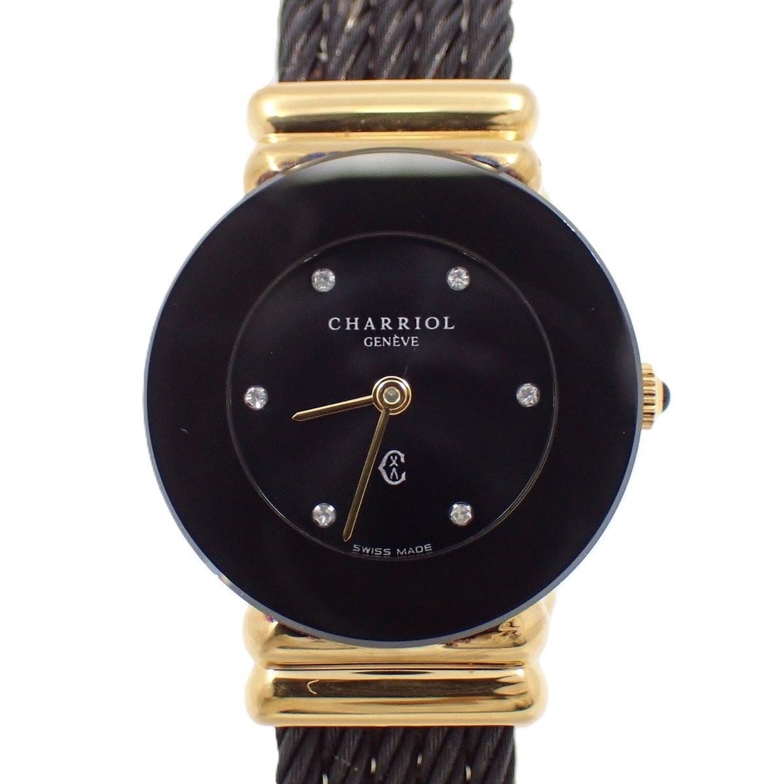 Charriol Saint-Tropez Black X Gold 6P Stone Dial Ref.028Bn: Type: Wristwatch Customized: Yes Style: watches Movement: quartz Display: Analog Case Size: 24mm Product Disclaimer: Items may exhibit light wear, such as minor scratches or slight tarnishing appropri
