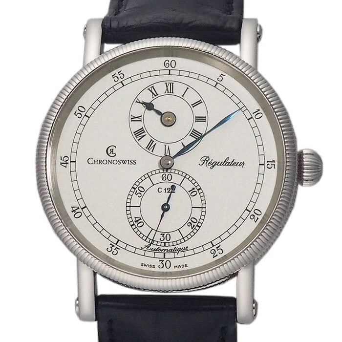 Chronoswiss Regulator Ch1223 Watch Men: Type: Wristwatch Customized: Yes Style: watches Movement: Automatic Display: Analog Case Size: 38mm Product Disclaimer: Items may exhibit light wear, such as minor scratches or slight tarnishing appro