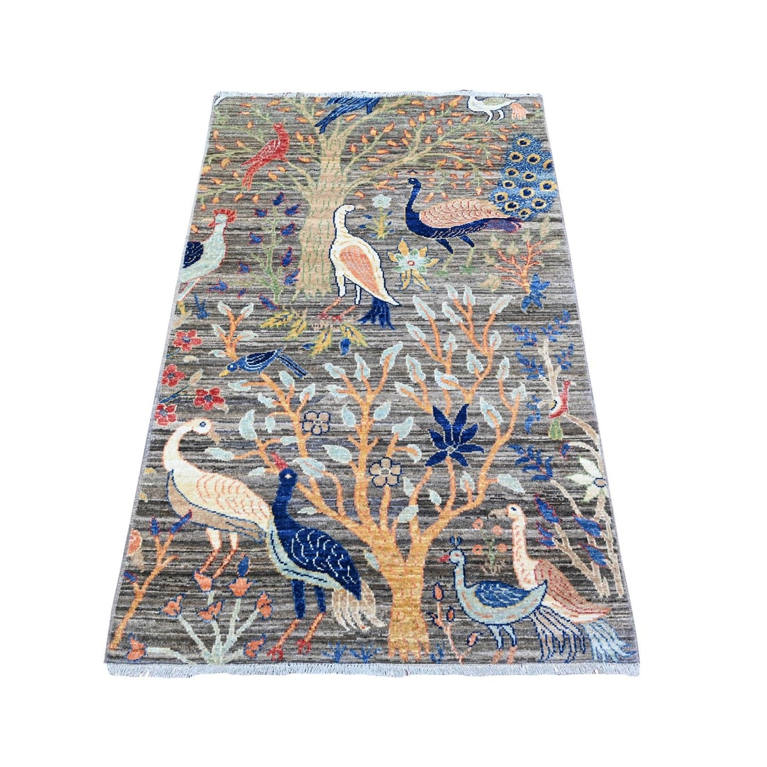 3'2"X5' Mink Gray Pure Wool Afghan Peshawar Hand Knotted Oriental Rug: Style: Oriental Type: Indoor Material: Wool Color: Grey Item Length: 60 Item Width: 38 Rug Type: Hand Knotted Pile: Wool Shape: Rectangular Field Color: Grey Size: 3"2" x 5"0" / 97 CM X 152 CM Age: 20