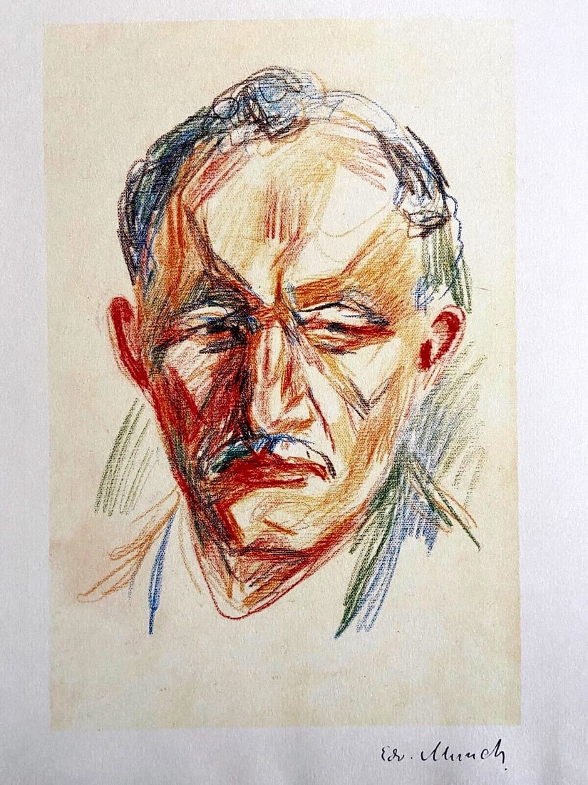 Edvard Munch ''Self-Portrait'' Lithograph Coa Numbered A Hand Signed: EDVARD MUNCH '' Self portrait '' Work from an pastel by the master from 1925. Signed Edvard Munch on the plate. The graphic work measures 30x40 cm. The circulation is 250 ex. hand numbered. Printed in