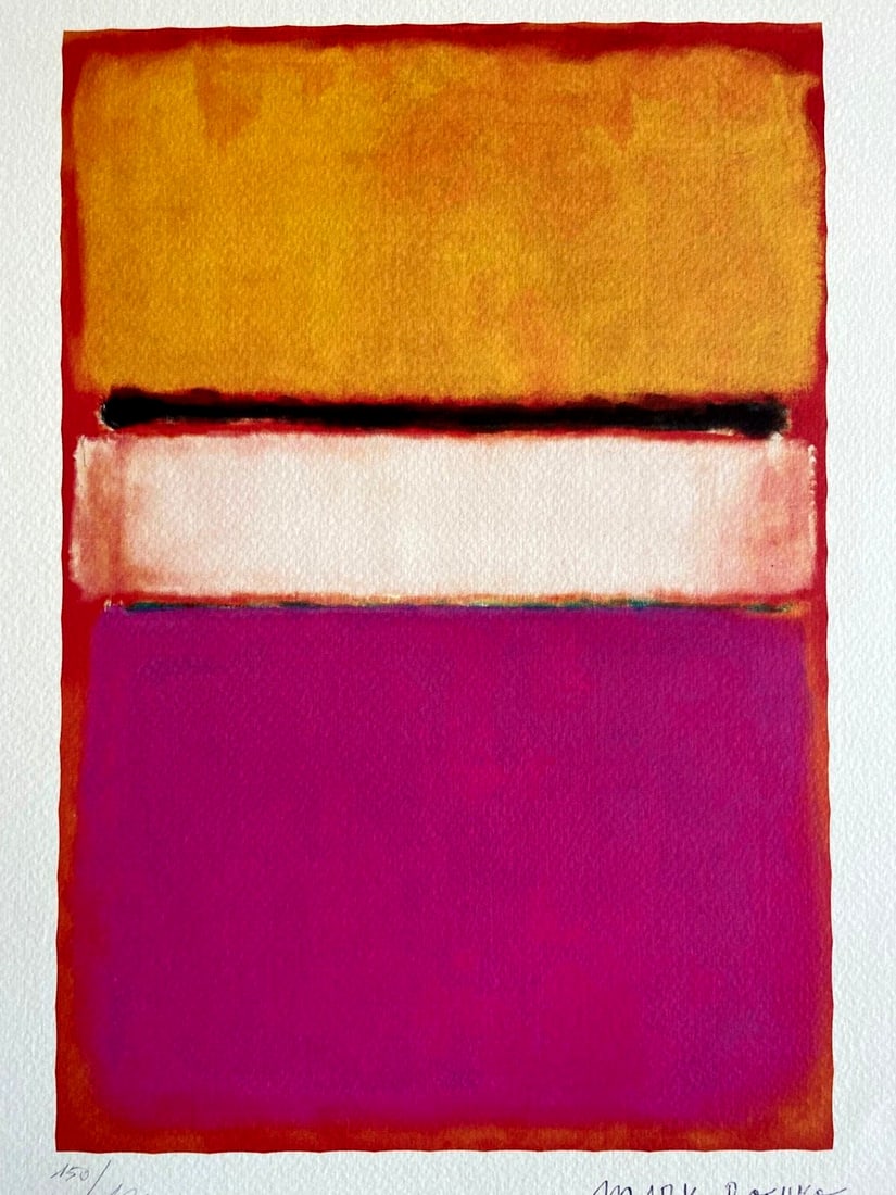 Mark Rothko Lithograph ( Coa Signed In Pen) Rare Pencil Numbered: Mark Rothko Lithograph Signed Coa And Numbered [Jackson Pollock] mark rothko " without title " Chromolithograph printed in 1978 in 180 copies by Atlantis Verlag, Freiburg 33 x 43 cm Signature mark rot