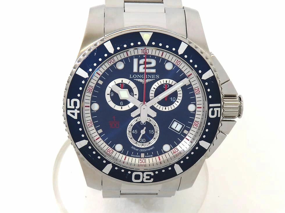 Longines L3.843.4.96.6 Hydroconquest Quartz: Brand: LONGINES Movement: Quartz Dial Color: Blue Material: SS Type: Wrist watch Product Disclaimer: Items may exhibit light wear, such as minor scratches or slight tarnishing appropriate to their age