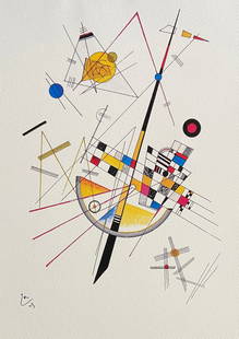 Wassily Kandinsky Lithograph Signed Coa - Josef Albers Le Corbusier: Wassily Kandinsky Lithograph COA - Josef Albers Piet Mondrian - Wassily Kandinsky "Soft Tension No.85" Lithograph made by the master in 1923 and printed by the Museo Nacional Thyssen-Bornemisza in