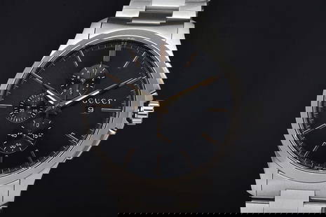 Gucci Ya126272 G-Timeless Chronograph 126.2: Brand: GUCCI Material: SS / sapphire glass Movement: Quartz Dial Color: Black Size: Case: 44mm Bracelet/Belt Inner Circumference: Bracelet: 20cm Type: Wrist watch Product Disclaimer: Items may