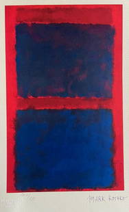 Mark Rothko Lithograph Coa Signed Op Numbered By Hand Stamp 180 Exe: Mark Rothko Lithograph Signed COA Hand Numbered Stamp 180 EXE mark rothko " without title " Chromolithography printed in 1978 in 180 specimens by Atlantis Verlag, Freiburg 28 x 45 cm Signature