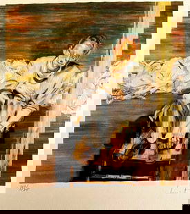 Lucian Freud, Hand-Signed Limited Lithograph Coa Numbered: Lucian Freud, Lithograph Coa Numbered By Hand Signed Limited Lucian Freud Lithograph Printed by the French publishers gathered, Paris. " Man with red hair on a chair '' Lucian Freud signs on the