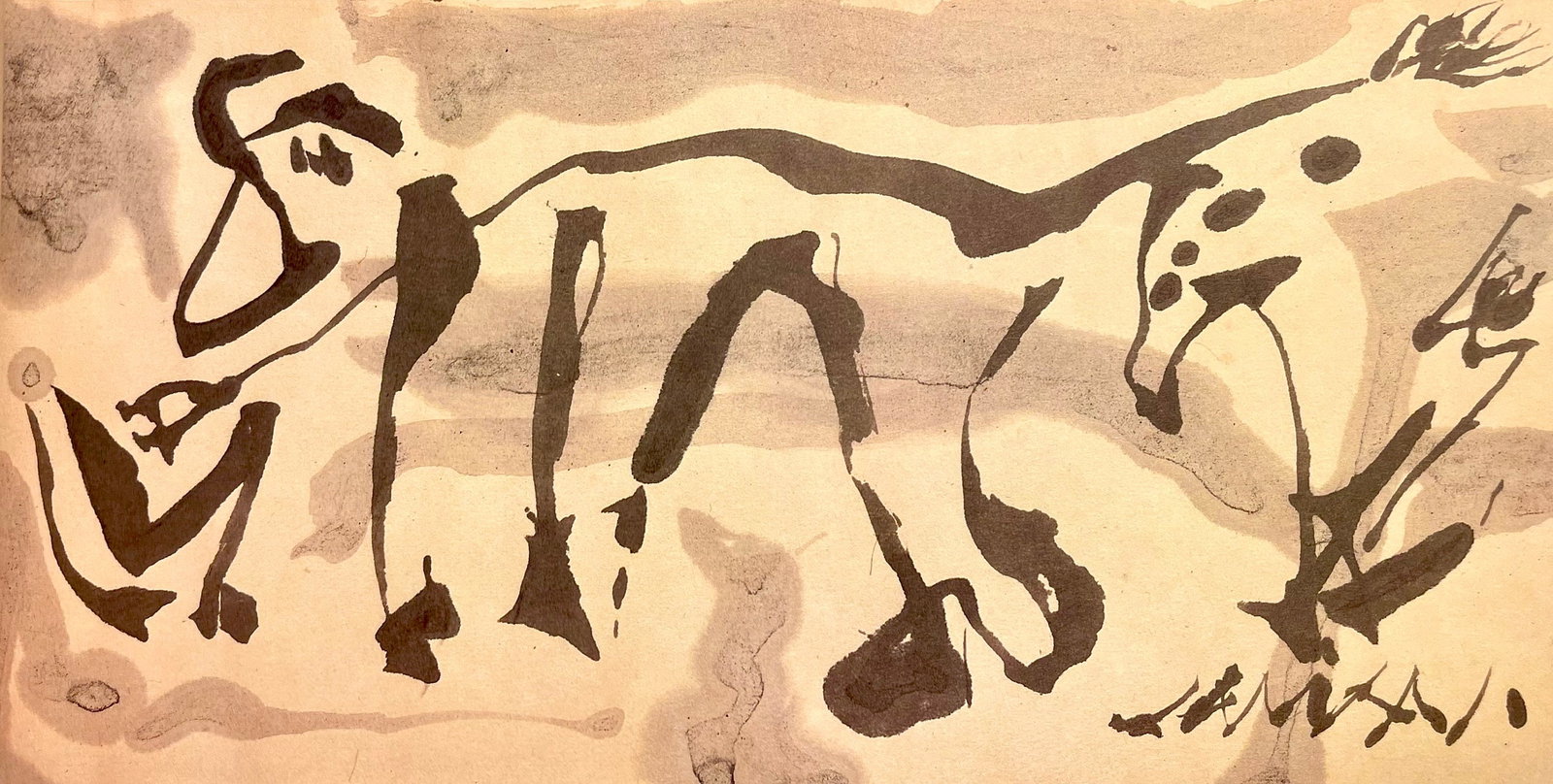 Jackson Pollock, Composition, Jackson Pollock, The Last Sketchbook, Lithograph: Lithograph on vlin Mohawk paper. Inscription: unsigned and unnumbered, as issued. Paper Size: 5 x 12 inches. Excellent condition. Notes: From the album, Jackson Pollock, The Last Sketchbook, 1982. Pub