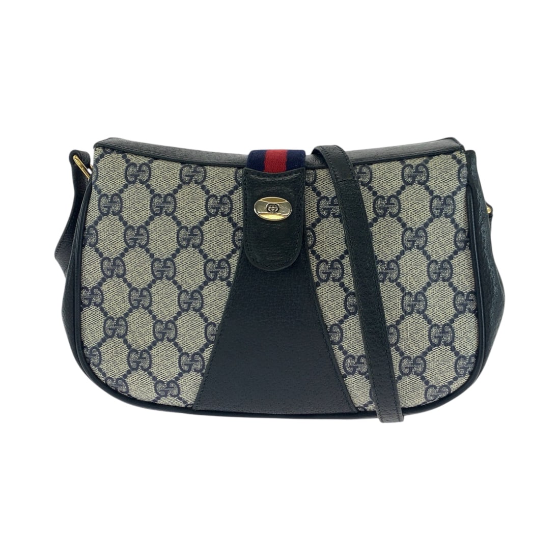 Gucci Vintage Old Gucci Shelly Line Interlocking Navy Gold