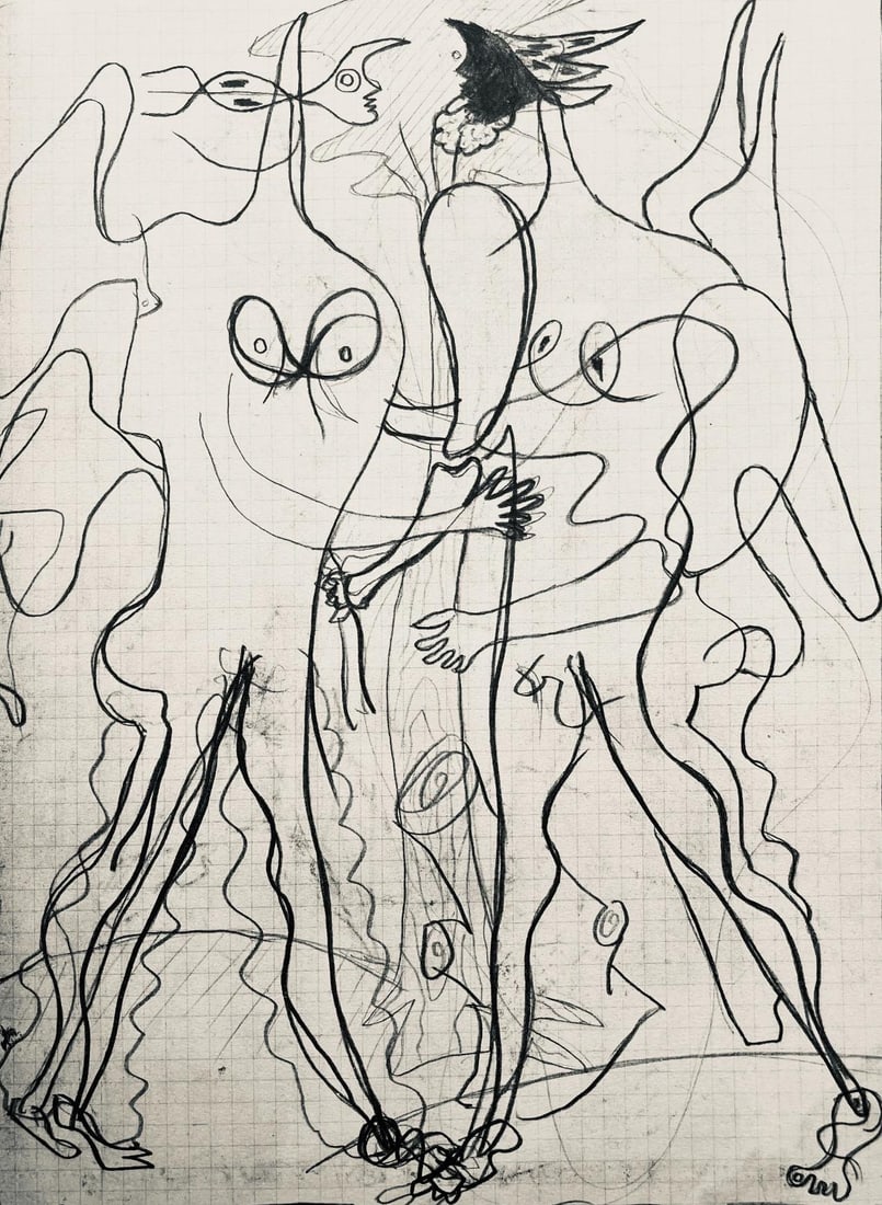 Georges Braque, Composition (Vallier 23), Hesiode, Thogonie, Derrire Le Miroir, Lithograph: Lithograph on vlin paper. Paper size: 15 x 11 inches. Excellent condition. Inscription: Unsigned and unnumbered, as issued. Notes: From Derrire le miroir, Hesiode, Thogonie, Eaux-fortes de Georges Bra