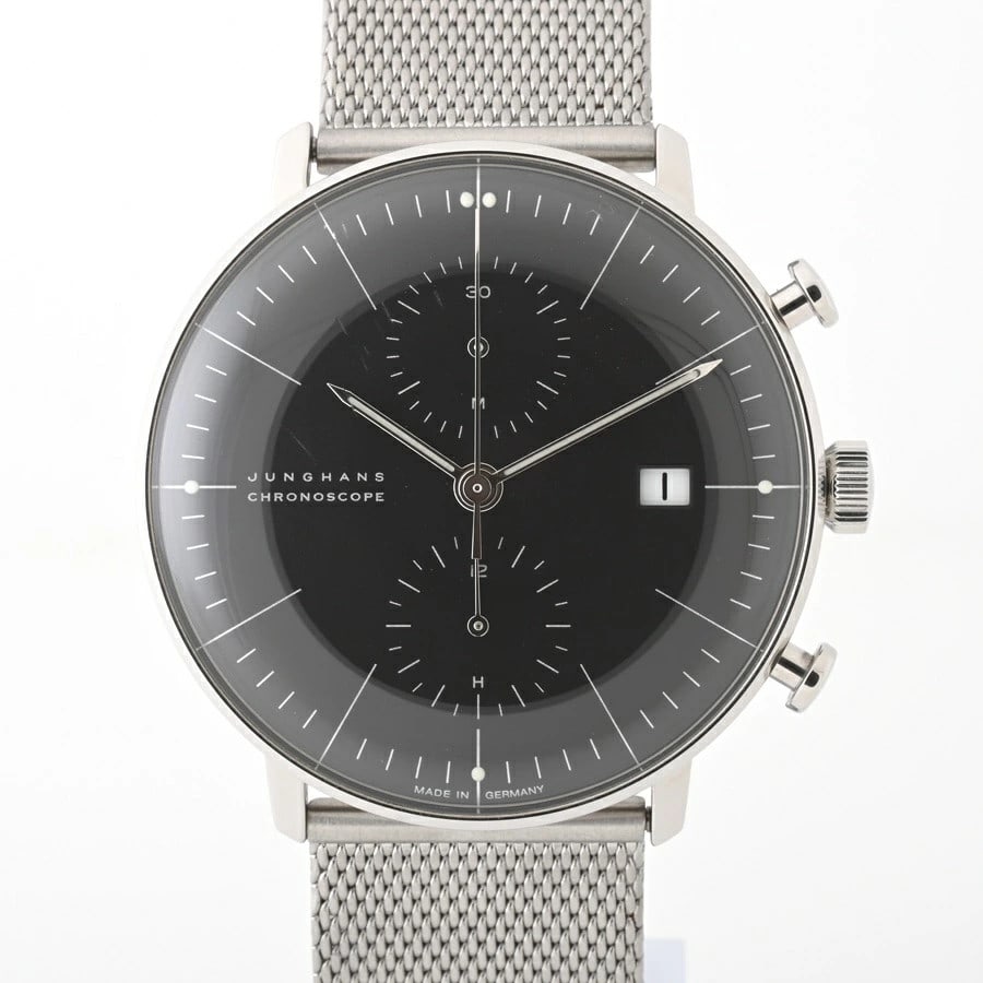 Junghans Max Bill Chronoscope 27/4601 Automatic: Brand: JUNGHANS Material: SS Size: W: 40.0mm x H: 42.0mm x T: 14.0mm Lug: 20.0mm Type: Wrist watch Product Disclaimer: Items may exhibit light wear, such as minor scratches or slight tarnishing approp