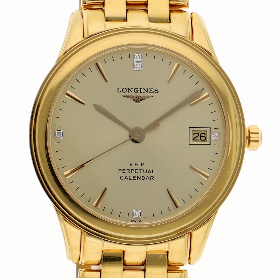 Longines Flagship 5P Diamond L4.722.4: Brand: Longines Type: Wristwatch Customized: Yes Style: watches Movement: quartz Dial Color: gold Display: Analog Case Material: GP Case Size: 35mm Product Disclaimer: Items may exhibit light wear, su