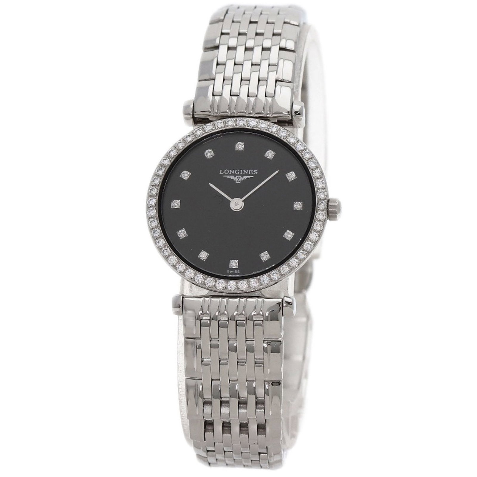 Longines L4.241.0 Grand Classic Diamond Watch Stainless Steel Ss: Brand: Longines Type: Wristwatch Gender: Women Material (Case): Stainless Steel Material (Band): Stainless Steel Color (Dial): Black Wrist Size: 15.5cm / 6.1'' Condition: Used (good), Traces of usage,
