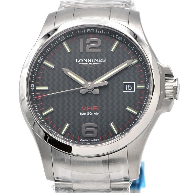 Longine Conquest V.H.P. L3.726.4.66.6: Brand: LONGINE Type: Wristwatch Customized: Yes Style: watches Movement: quartz Dial Color: black Display: Analog Case Material: SS Case Size: 43mm Product Disclaimer: Items may exhibit light wear, su