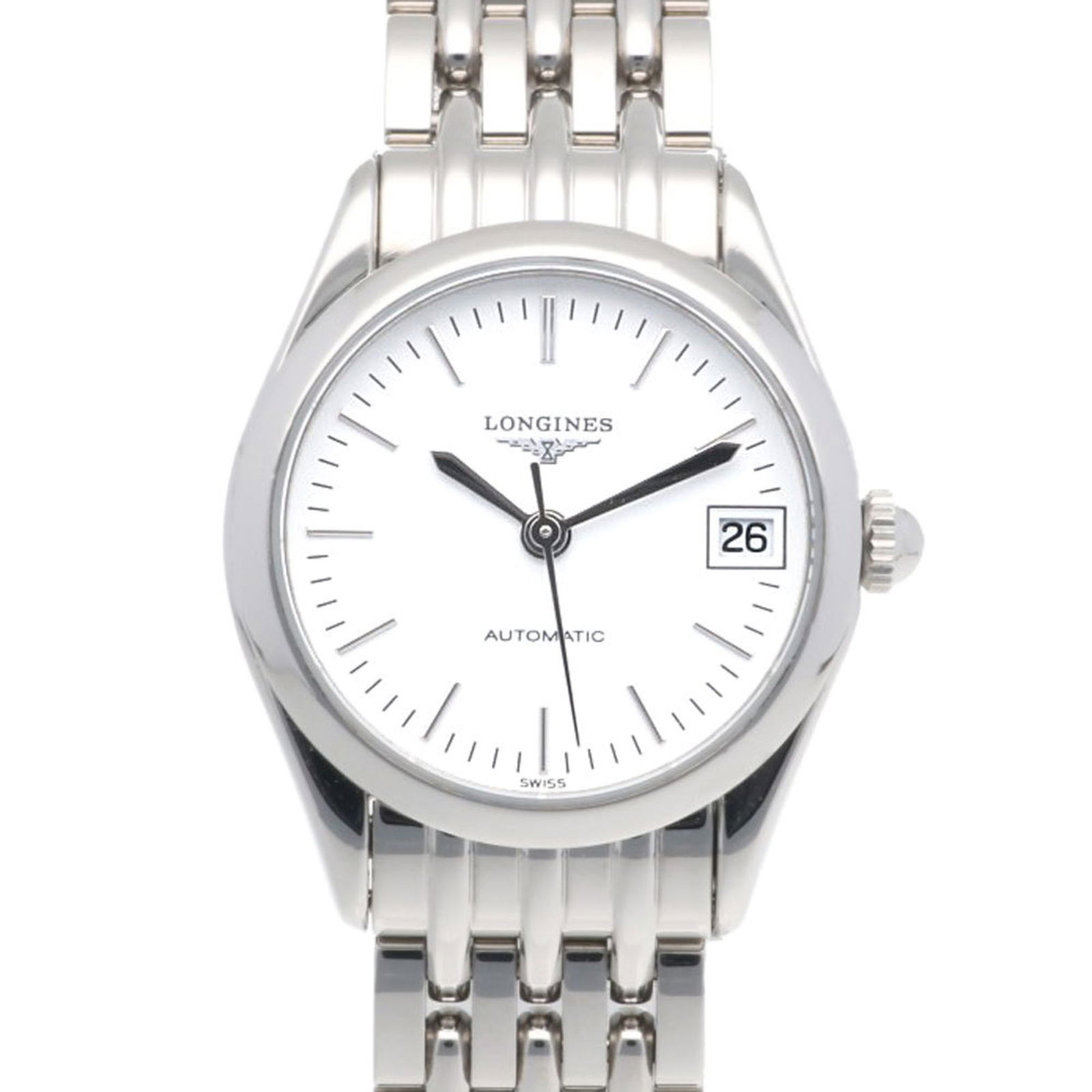 Longines Watch Stainless Steel L4 298 4 Automatic: Brand: Longines Type: Wristwatch Gender: Women Material (Case): Stainless Steel Material (Band): Stainless Steel Color (Dial): White Easy-To-Read: Yes Case Diameter: 24.5mm / 0.96'' Wrist Size: 15.5cm