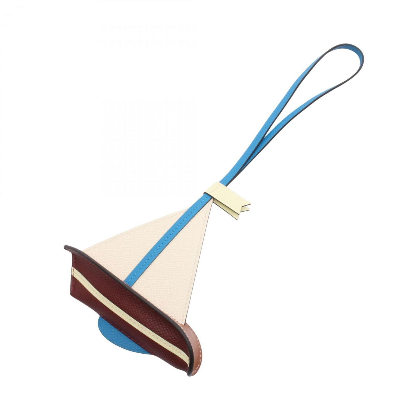 Hermes Herms Sail 24 Charm Accessory In Leather: Brand: Hermes Type: Handbag Charm Gender: Women Material: Barenia Leather, Epsom Leather Color: Bordeaux, Ivory, Multi-Color Condition: Used (very good), A few traces of usage, some scratches / dirt c