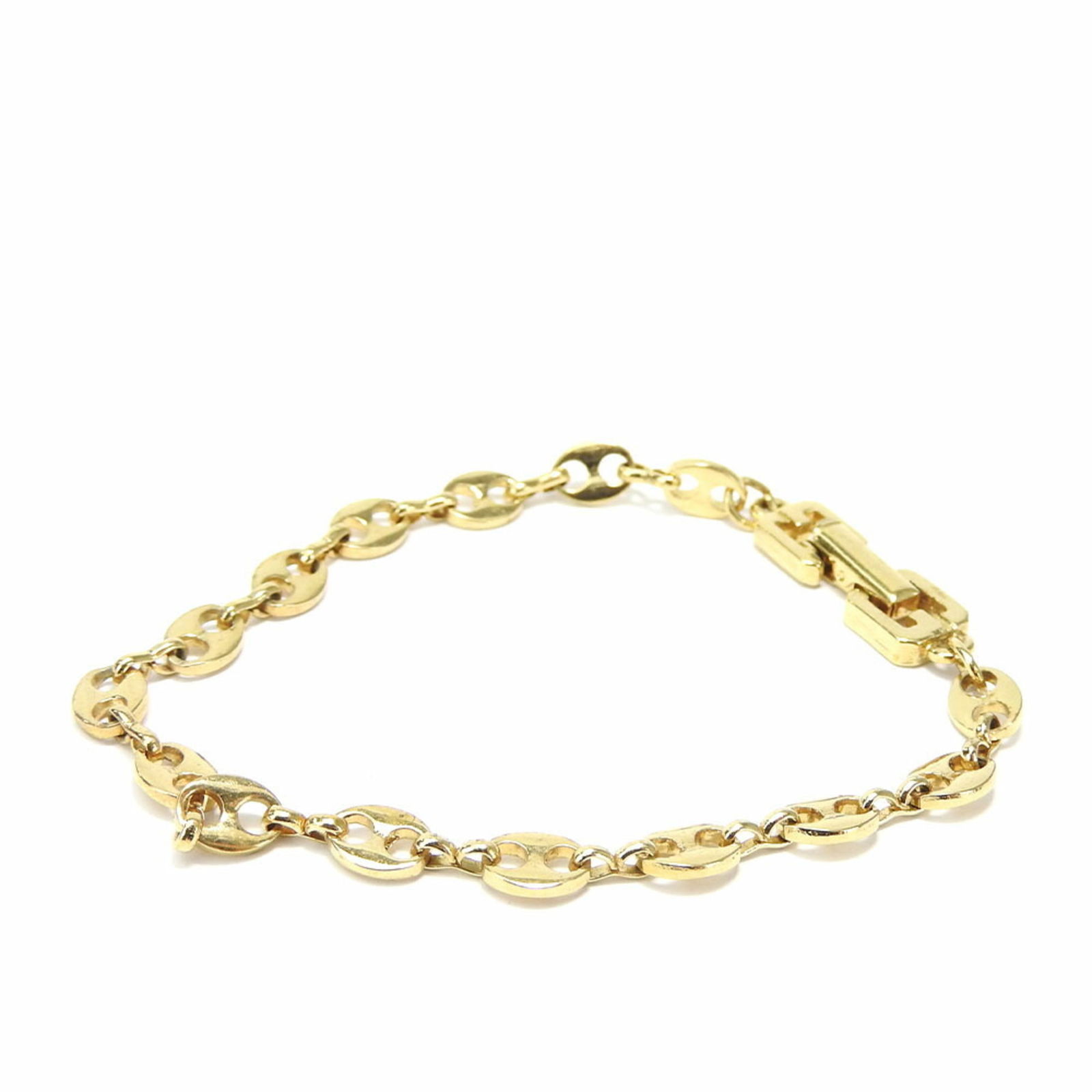 Givenchy Bracelet Gold Plated Accessories: Brand: Givenchy Type: Charm Bracelet Gender: Women Material: Metal Color: Gold Length: 17.5cm / 6.88'' Width: 7mm / 0.27'' Total Length: 18.5cm / 7.28'' Condition: Used (good), Traces of usage, scratc