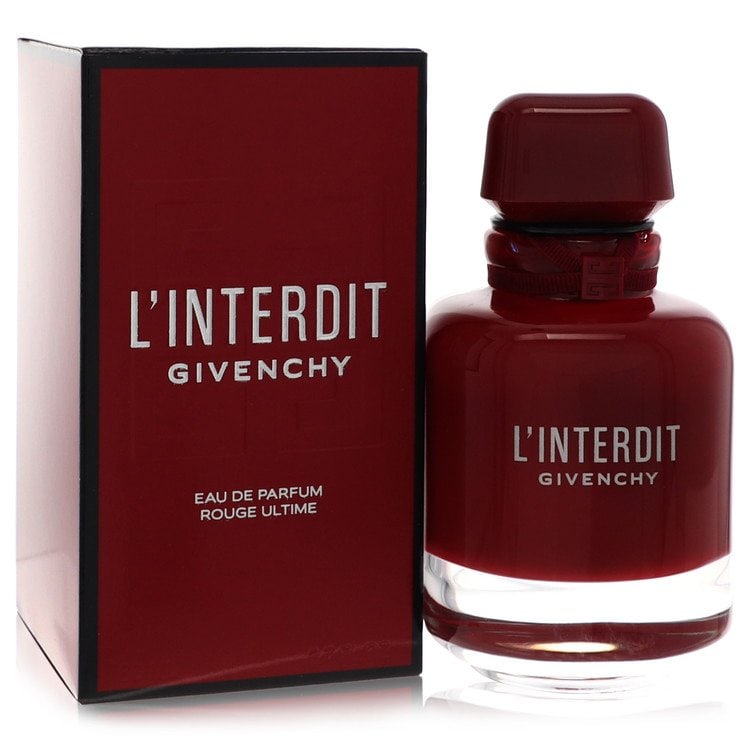 L'Interdit Rouge Ultime Perfume By Givenchy Eau De Parfum Spray: Brand: Givenchy Size: 2.7 oz Eau De Parfum Spray Grams: 500 Type: Eau De Parfum Spray Fragrance: Perfume for Women Product Disclaimer: Authentic fragrances; some boxes may show shelf wear. We strongly