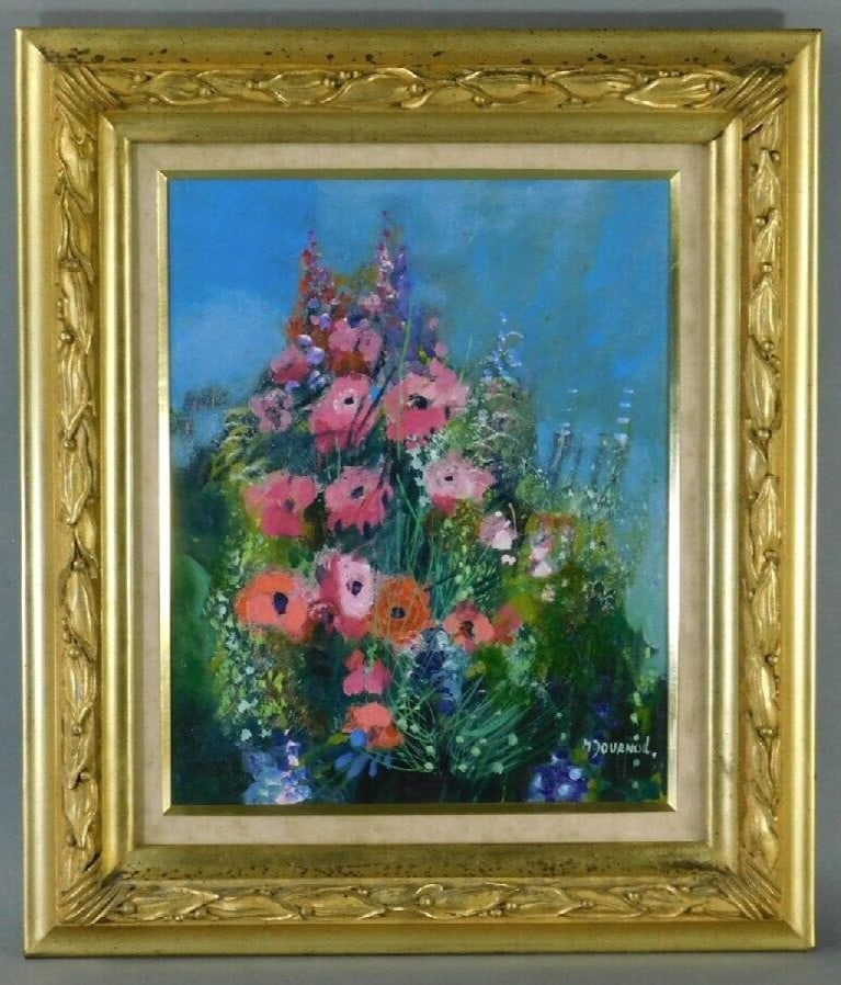 Monique Journod Frence Original Painting Oil On Canvas Signed Framed Still Life: Artist: Monique Journod Signed By: Monique Journod Signed: Yes Size: Medium Material: Canvas Framing: Framed Region Of Origin: Europe Subject: Flowers Still Life Type: Painting Original/Licensed Repro