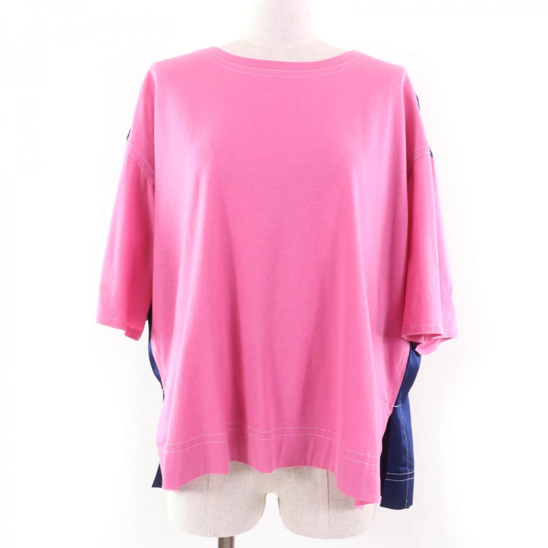 Marni Short Sleeve T-Shirt Cotton Pink Navy 42: Material: Cotton Gender: Women Brand: MARNI Item: Short sleeve T-shirt Gender: Women Color: Pink navy Material: Main: 64% cotton, Main: 26% acetate, Main: 10% silk Accessories: tag Notation Size: 42 S