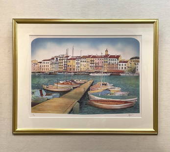 Rolf Rafflewski Original Lithograph - Saint-Tropez Signed Framed Ed250: Artist: Rolf Rafflewski Signed By: Rolf Rafflewski Size: Large Signed: Yes Material: Serigraph & Silkscreen Original/Licensed Reprint: Original Framing: Framed Subject: Cityscapes Saint-Tropez Type: