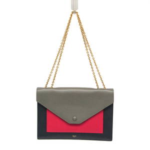 Celine Chain Flap Bag 175383Una.25Fh Women'S Leather Shoulder Bag Black