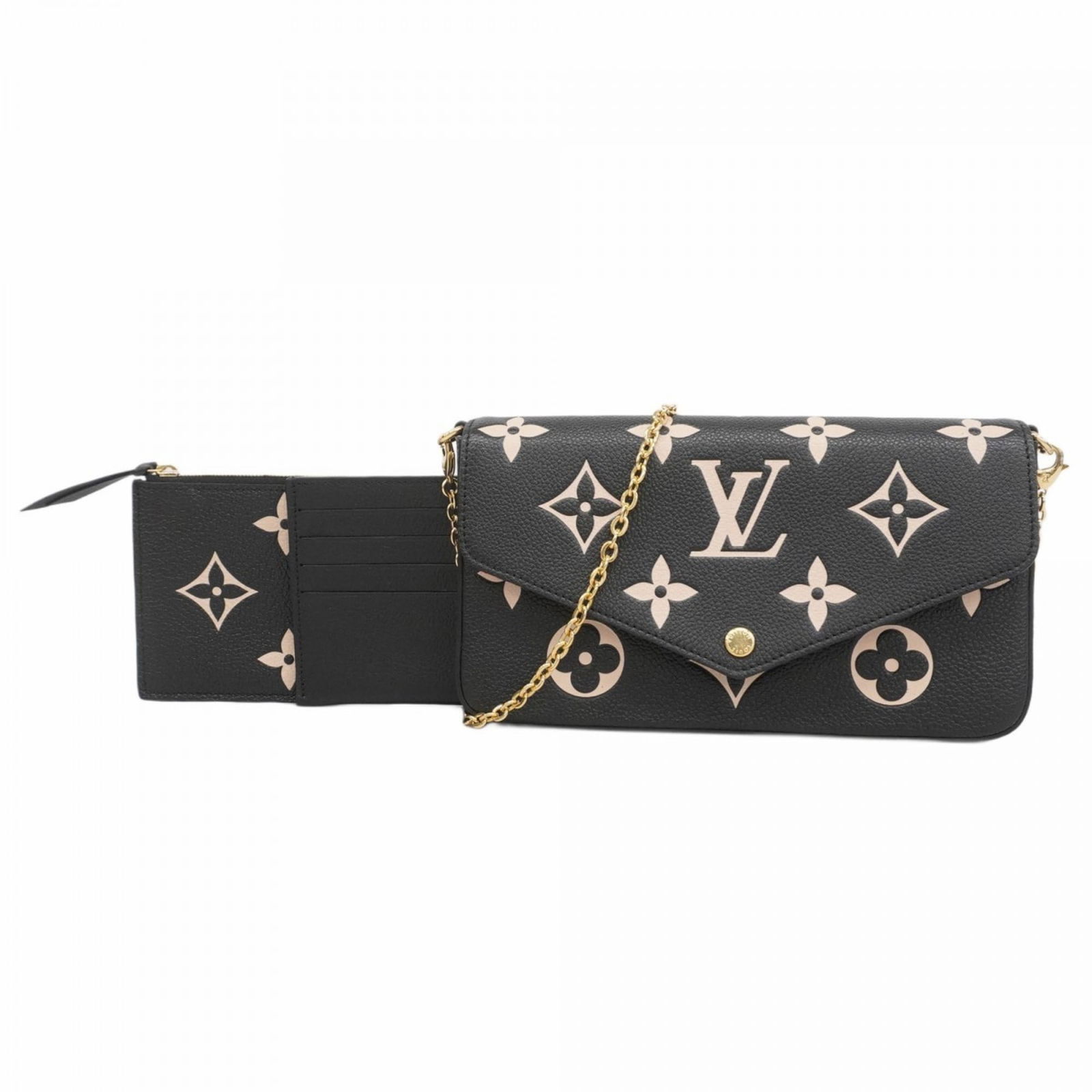 Louis Vuitton Monogram Empreinte Two-Tone Pochette Felicie Shoulder Wallet M82479 Black/Beige (1 of 17)