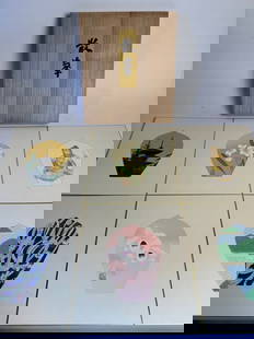 Tomikichiro Tokuriki Sange Woodblock Print Set Of 6 Pagoda, Buddha, Flowers: Unit Of Sale: Set Artist: Tomikichiro Tokuriki Signed By: Tomikichiro Tokuriki Image Orientation: Portrait Size: Medium Signed: Yes Material: Paper Framing: Unframed Original/Licensed Reprint: