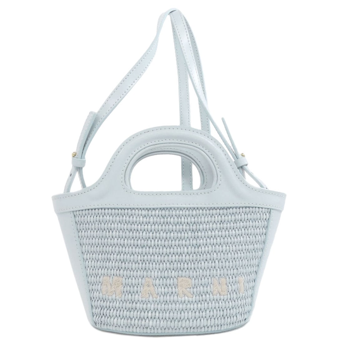 Marni Handbag Raffia Blue Basket Bag 2Way: Gender: Women Brand: MARNI Item: Handbag Model: Basket bag 2WAY Gender: Women Color: blue Material: Raffia Accessories: None Size: cm (approx.): W22 x H11.5 x D10 Shoulder: 114 inch (approx.): W8.7 x