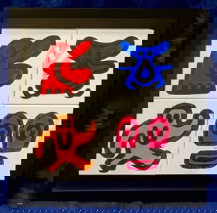 Mr. Doodle Original Painring Acrylic On Canvas -Rainbow Signed Framed 2019