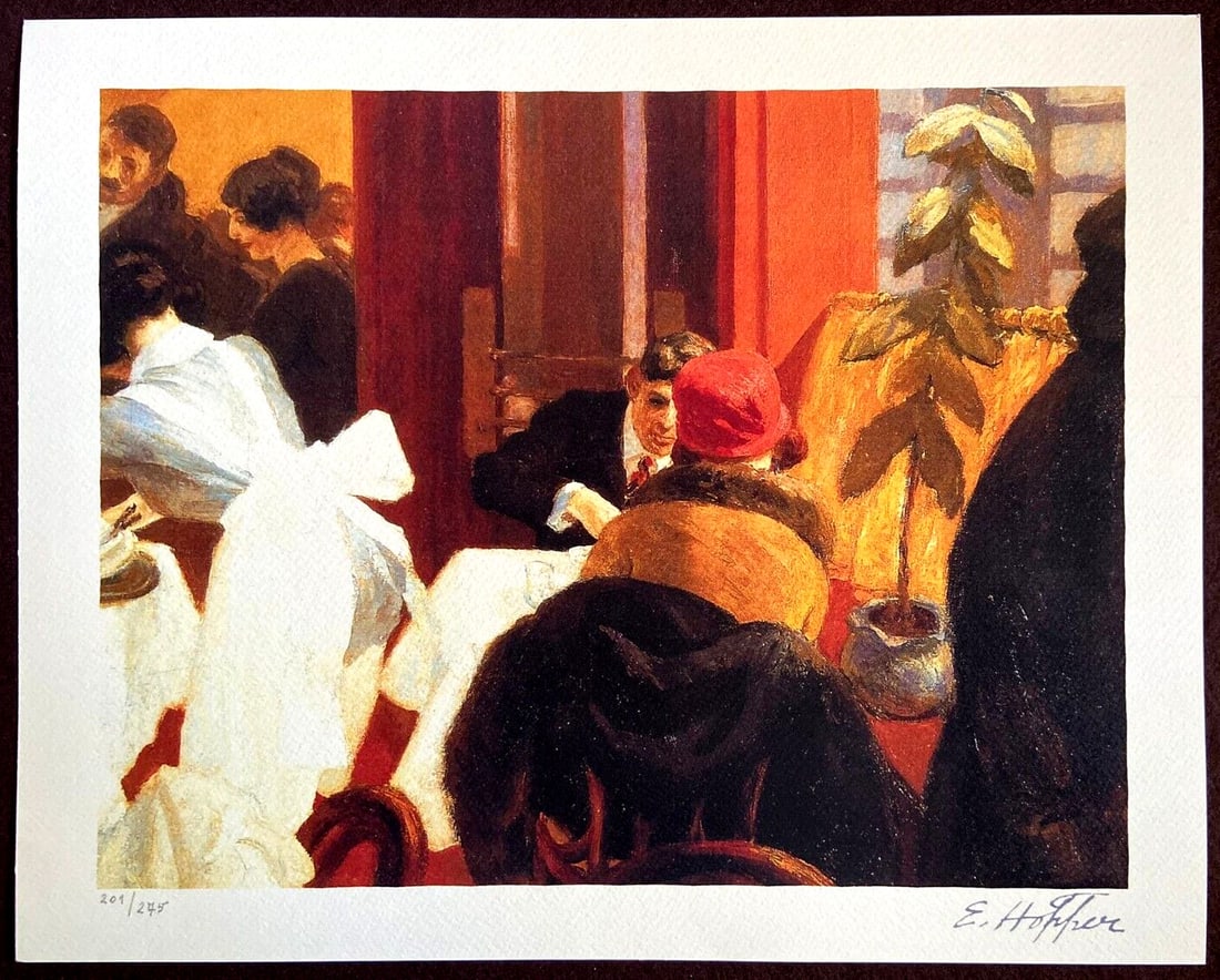Edward Hopper Lithograph Certified 1986 275 Ex. (Henri Toulouse-Lautrec): Edward Hopper Lithograph Certified 1986 275 Ex. (Henri Toulouse-Lautrec) Edward Hopper " without title " Lithograph of an work by Edward Hopper, printed in 1986. 32 x 40 cm 275 hand numbered specimens