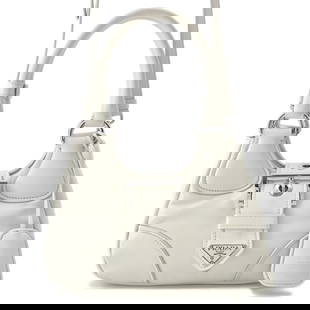 Prada Handbag Moon Leather 1Ba381 Prada Bag White: Brand: Prada Type: Handbag Material: Leather Color: White Hardware Color: Silver Closure: Open Gender: Women Size (Hxwxd): 12.5cm x 23cm x 8cm / 4.92'' x 9.05'' x 3.14'' Weight: 530g / 1.16lb. Strap