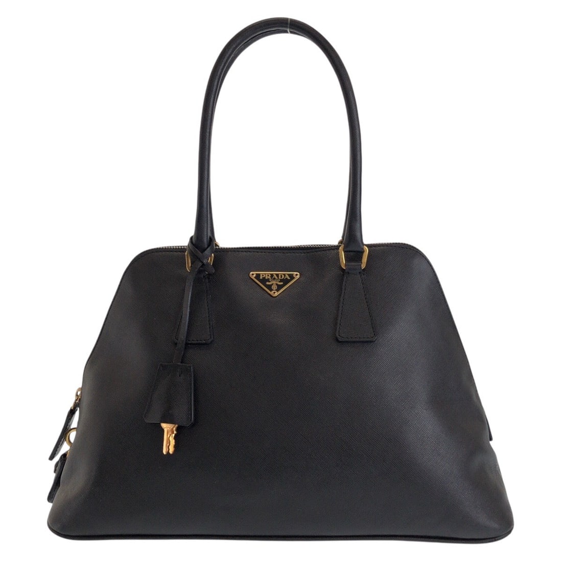 Prada Handbag Leather Black Handbag Shoulder Bag Safiano Women: Material: Leather Gender: Women Pattern: Safiano Brand: PRADA Item: Handbag Line: Safiano Type: Handbag Shoulder Bag Gender: Women Color: black Material: leather Accessories: Keys, Padlocks, Clochette