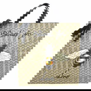 Gucci Handbag Shoulder Bag Bee Print Gg Supreme Canvas Leather Black X Brown: Brand: Gucci Type: Handbag, Shoulder Bag Material: Gg Supreme , Canvas , Leather Color: Black, Brown Gender: Men Size (Hxwxd): 37.5cm x 35.5cm x 8cm / 14.76'' x 13.97'' x 3.14'' Condition: Used