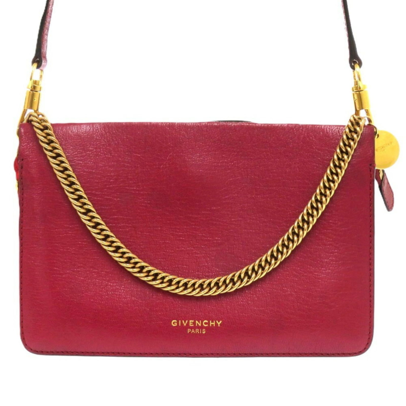 Givenchy Cross3 2-Way Leather Shoulder Bag In Bordeaux 0346: Brand: Givenchy Type: Shoulder Bag Material: Leather Color: Bordeaux Gender: Women Size (Hxwxd): 14.5cm x 22cm x 4cm / 5.7'' x 8.66'' x 1.57'' Condition: Used (good), Traces of usage, scratches / dirt