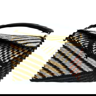 Loewe Puzzle Edge Small Shoulder Bag In Raffia And Calfskin: Brand: Loewe Type: Handbag, Shoulder Bag Material: Raffia Color: Multi-Color Gender: Women Size (Hxwxd): 18cm x 24cm x 11cm / 7.08'' x 9.44'' x 4.33'' Handle Length: 6cm / 2.36'' Strap Length: 20cm