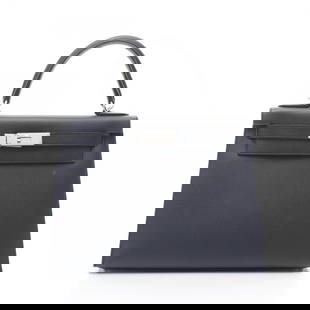 Hermes Herms Kelly 28 Blue Indigo Handbag Bag: Brand: Hermes Type: Handbag Material: Epsom Leather Color: Blue Indigo, Navy Gender: Women Size (Hxwxd): 21cm x 28cm x 11cm / 8.26'' x 11.02'' x 4.33'' Condition: Used (very good), A few traces of