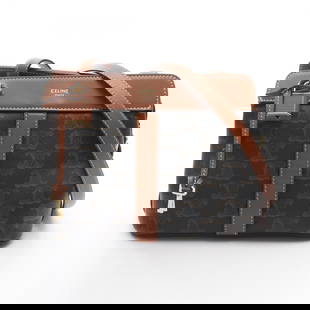 Celine Teen Cabadoux France Triomphe Shoulder Bag Coated Canvas Leather: Brand: Celine Type: Shoulder Bag Material: Coated Canvas , Leather Color: Black, Brown Gender: Women Size (Hxwxd): 15.5cm x 19cm x 11cm / 6.1'' x 7.48'' x 4.33'' Condition: Used (good), Traces of