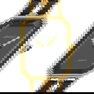 Chanel Premiere S Watch H0001: Brand: Chanel Type: Wristwatch Gender: Women Material (Case): Gold Plated Material (Band): Gold Plated, Leather Color (Dial): Black Case Diameter: 20mm / 0.79'' Wrist Size: 13.5cm / 5.31'' Condition: